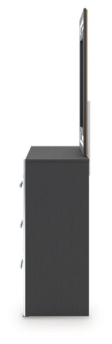 Zuraleus Black Queen Upholstered Bed, Dresser and Mirror - Ornate Home