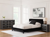 Zuraleus Black Queen Upholstered Bedroom Set with Dresser and Nightstand - Ornate Home