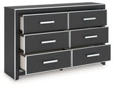 Zuraleus Black Queen Upholstered Bedroom Set with Dresser and Nightstand - Ornate Home