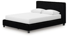 Zuraleus Black Queen Upholstered Bedroom Set with Dresser and Nightstand - Ornate Home