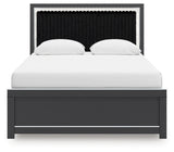 Zuraleus Black Queen Upholstered Panel Bed, Dresser and Mirror (Online Special Price) - Ornate Home