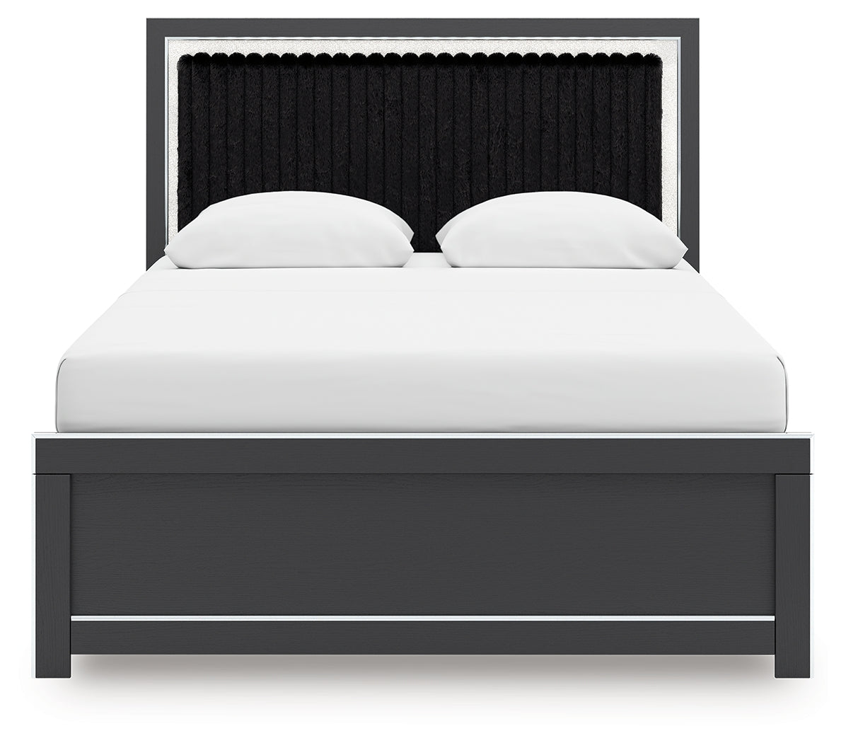 Zuraleus Black Queen Upholstered Panel Bed, Dresser and Mirror (Online Special Price) - Ornate Home