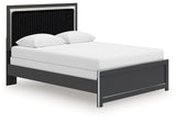 Zuraleus Black Queen Upholstered Panel Bed, Dresser and Mirror (Online Special Price) - Ornate Home