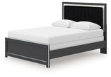Zuraleus Black Queen Upholstered Panel Bed, Dresser and Mirror (Online Special Price) - Ornate Home