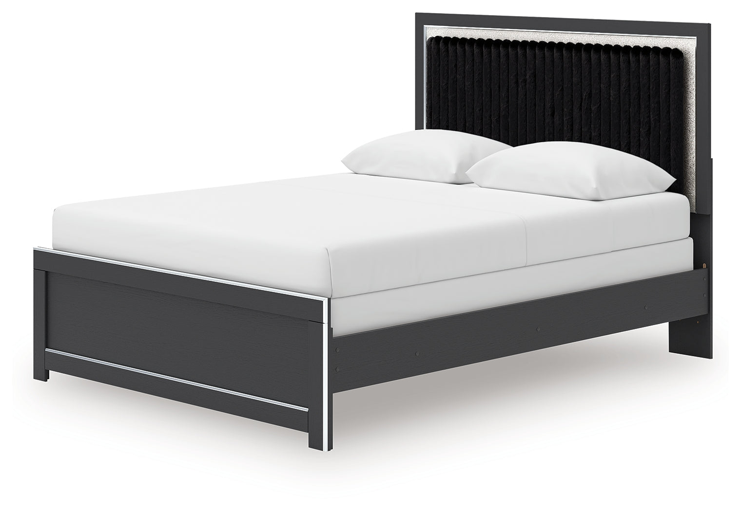 Zuraleus Black Queen Upholstered Panel Bed, Dresser and Mirror (Online Special Price) - Ornate Home