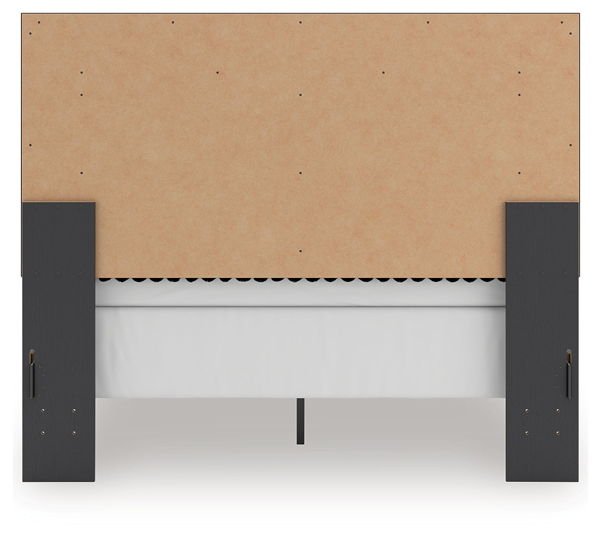 Zuraleus Black Queen Upholstered Panel Bed, Dresser and Mirror - Ornate Home