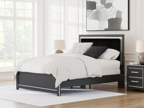 Zuraleus Black Queen Upholstered Panel Bed - Ornate Home