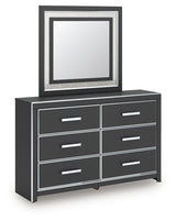 Zuraleus Black Queen Upholstered Panel Platform Bed, Dresser and Mirror (Online Special Price) - Ornate Home