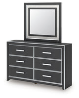 Zuraleus Black Queen Upholstered Panel Platform Bed, Dresser and Mirror (Online Special Price) - Ornate Home