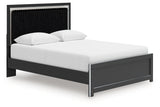 Zuraleus Black Queen Upholstered Panel Platform Bed (Online Special Price) - Ornate Home