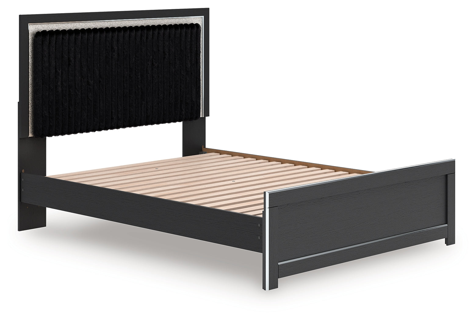 Zuraleus Black Queen Upholstered Panel Platform Bed (Online Special Price) - Ornate Home