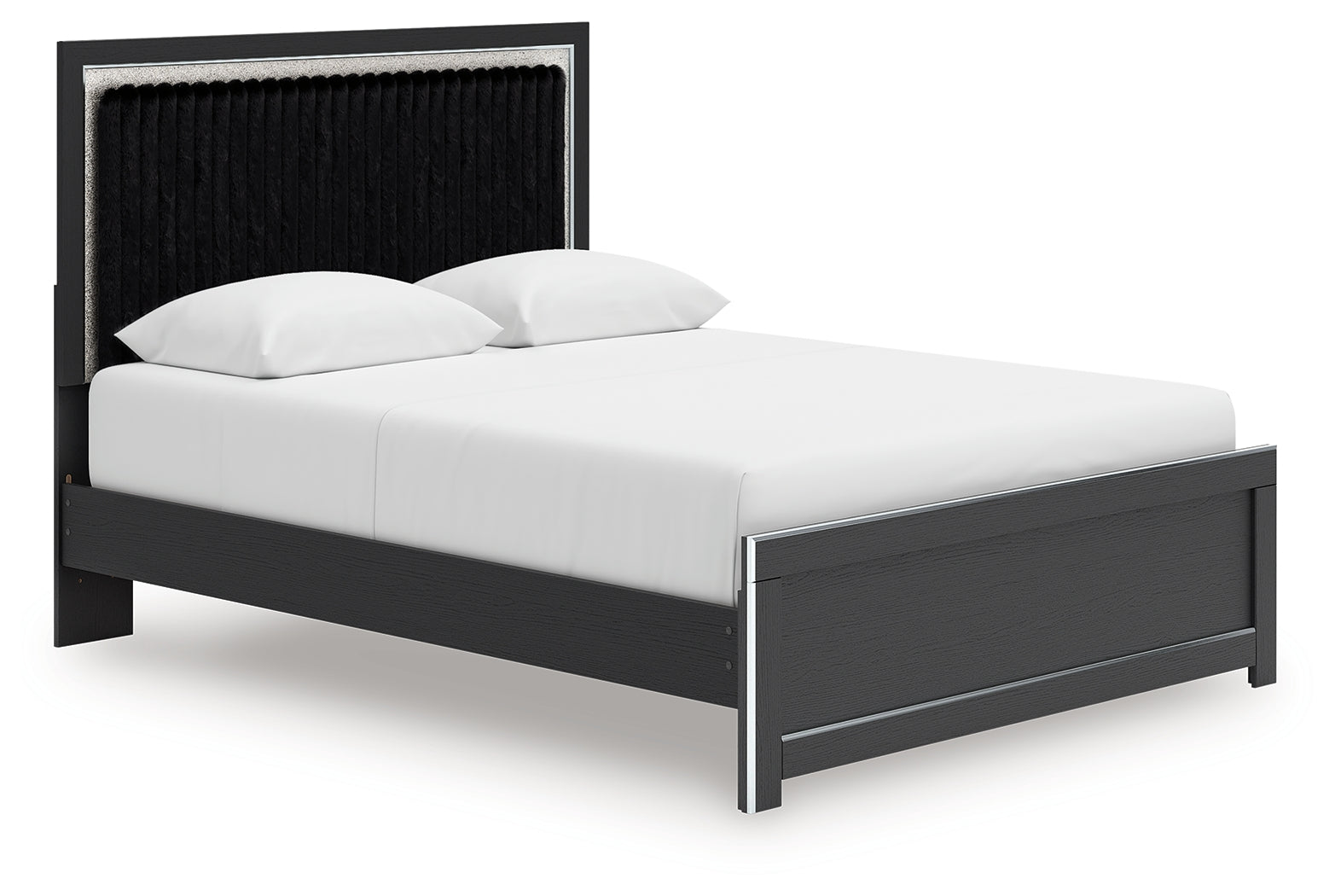 Zuraleus Black Queen Upholstered Panel Platform Bed - Ornate Home