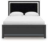 Zuraleus Black Queen Upholstered Panel Platform Bed - Ornate Home