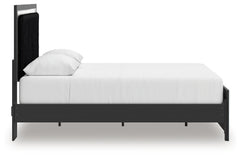Zuraleus Black Queen Upholstered Panel Platform Bed - Ornate Home