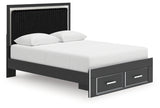 Zuraleus Black Queen Upholstered Panel Platform Storage Bed, Dresser and Mirror - Ornate Home