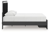 Zuraleus Black Queen Upholstered Panel Platform Storage Bed, Dresser and Mirror - Ornate Home