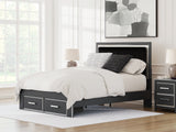 Zuraleus Black Queen Upholstered Panel Platform Storage Bed, Dresser and Mirror - Ornate Home