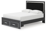Zuraleus Black Queen Upholstered Panel Platform Storage Bed (Online Special Price) - Ornate Home