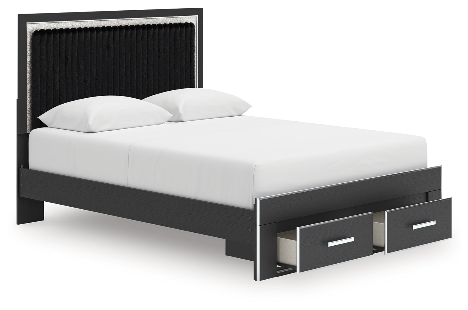 Zuraleus Black Queen Upholstered Panel Platform Storage Bed (Online Special Price) - Ornate Home