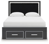 Zuraleus Black Queen Upholstered Panel Platform Storage Bed (Online Special Price) - Ornate Home