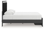 Zuraleus Black Queen Upholstered Panel Platform Storage Bed (Online Special Price) - Ornate Home