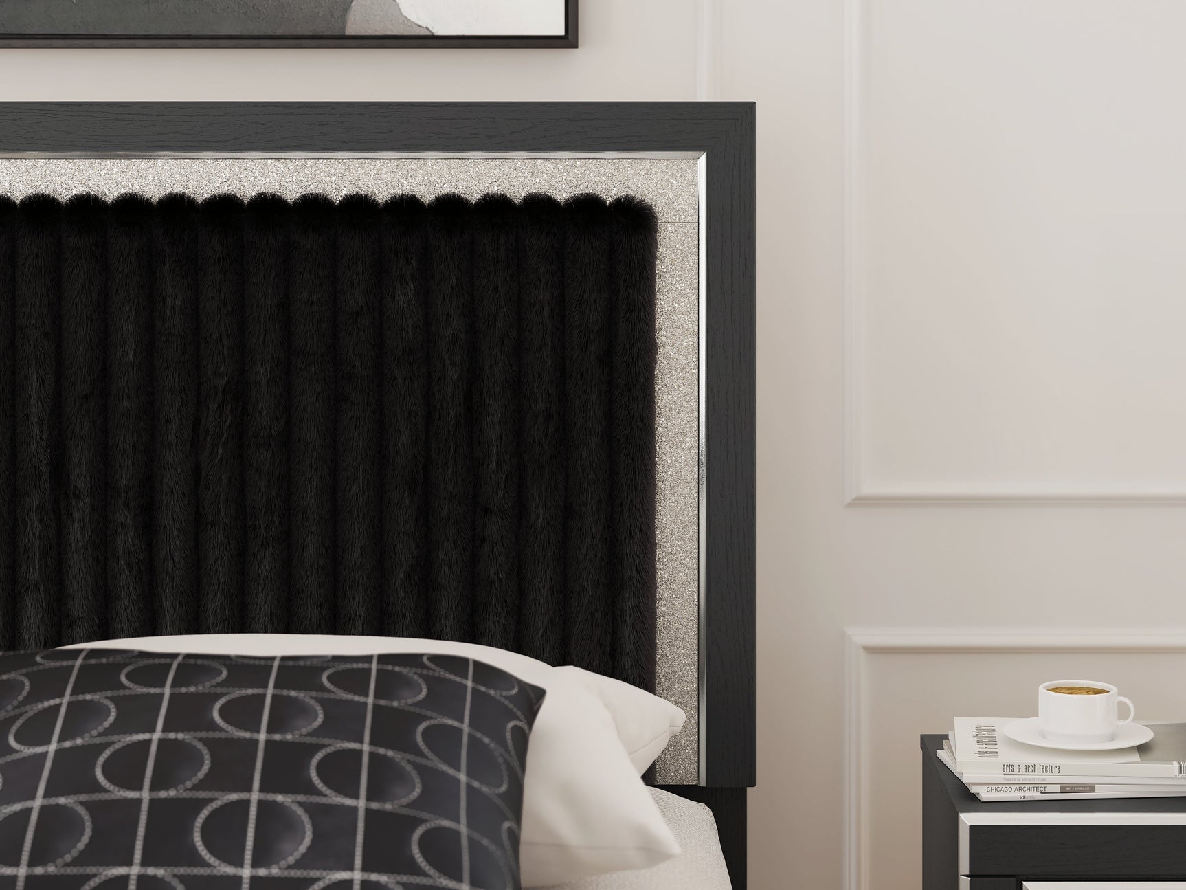Zuraleus Black Queen Upholstered Panel Platform Storage Bed (Online Special Price) - Ornate Home