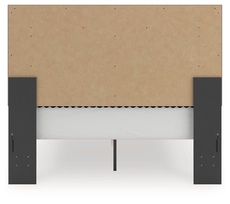 Zuraleus Black Queen Upholstered Panel Platform Storage Bed - Ornate Home