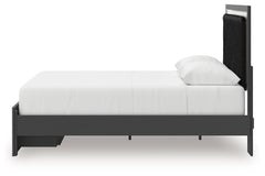 Zuraleus Black Queen Upholstered Panel Platform Storage Bed - Ornate Home