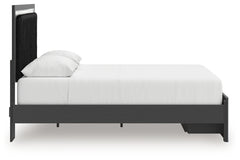 Zuraleus Black Queen Upholstered Panel Platform Storage Bed - Ornate Home
