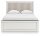Zuraleus Brown/White Queen Upholstered Panel Platform Bed, Dresser and Mirror - Ornate Home