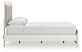 Zuraleus Brown/White Queen Upholstered Panel Platform Bed, Dresser and Mirror - Ornate Home
