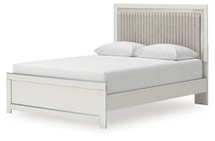 Zuraleus Brown/White Queen Upholstered Panel Platform Bed, Dresser and Mirror - Ornate Home