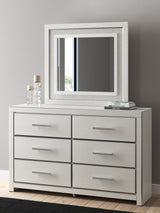 Zuraleus Brown/White Queen Upholstered Panel Platform Bed, Dresser and Mirror - Ornate Home