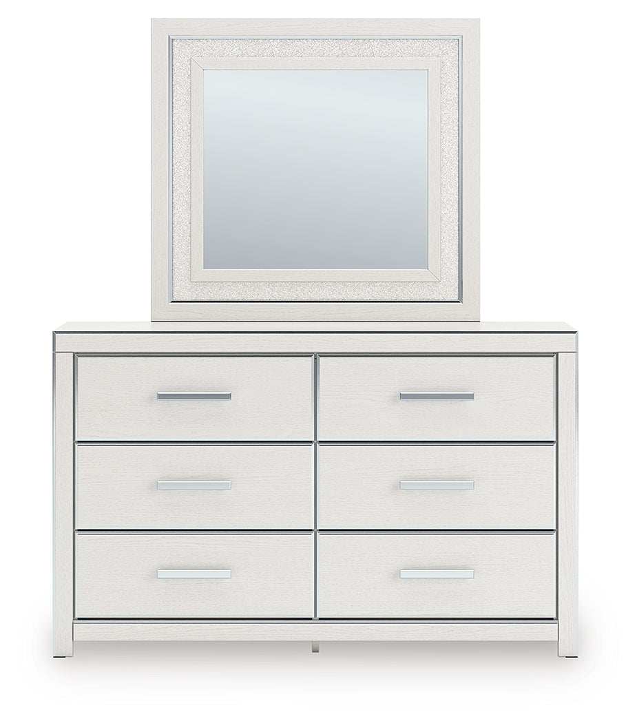 Zuraleus Brown/White Queen Upholstered Panel Platform Storage Bed, Dresser and Mirror (Online Special Price) - Ornate Home