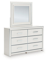 Zuraleus Brown/White Queen Upholstered Panel Platform Storage Bed, Dresser and Mirror (Online Special Price) - Ornate Home