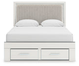 Zuraleus Brown/White Queen Upholstered Panel Platform Storage Bed, Dresser and Mirror (Online Special Price) - Ornate Home