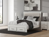 Zuraleus Brown/White Queen Upholstered Panel Platform Storage Bed, Dresser and Mirror (Online Special Price) - Ornate Home