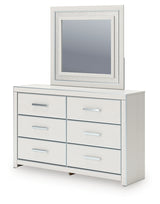 Zuraleus Brown/White Queen Upholstered Panel Platform Storage Bed, Dresser and Mirror - Ornate Home