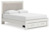 Zuraleus Brown/White Queen Upholstered Panel Platform Storage Bed, Dresser and Mirror - Ornate Home