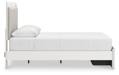 Zuraleus Brown/White Queen Upholstered Panel Platform Storage Bed, Dresser and Mirror - Ornate Home