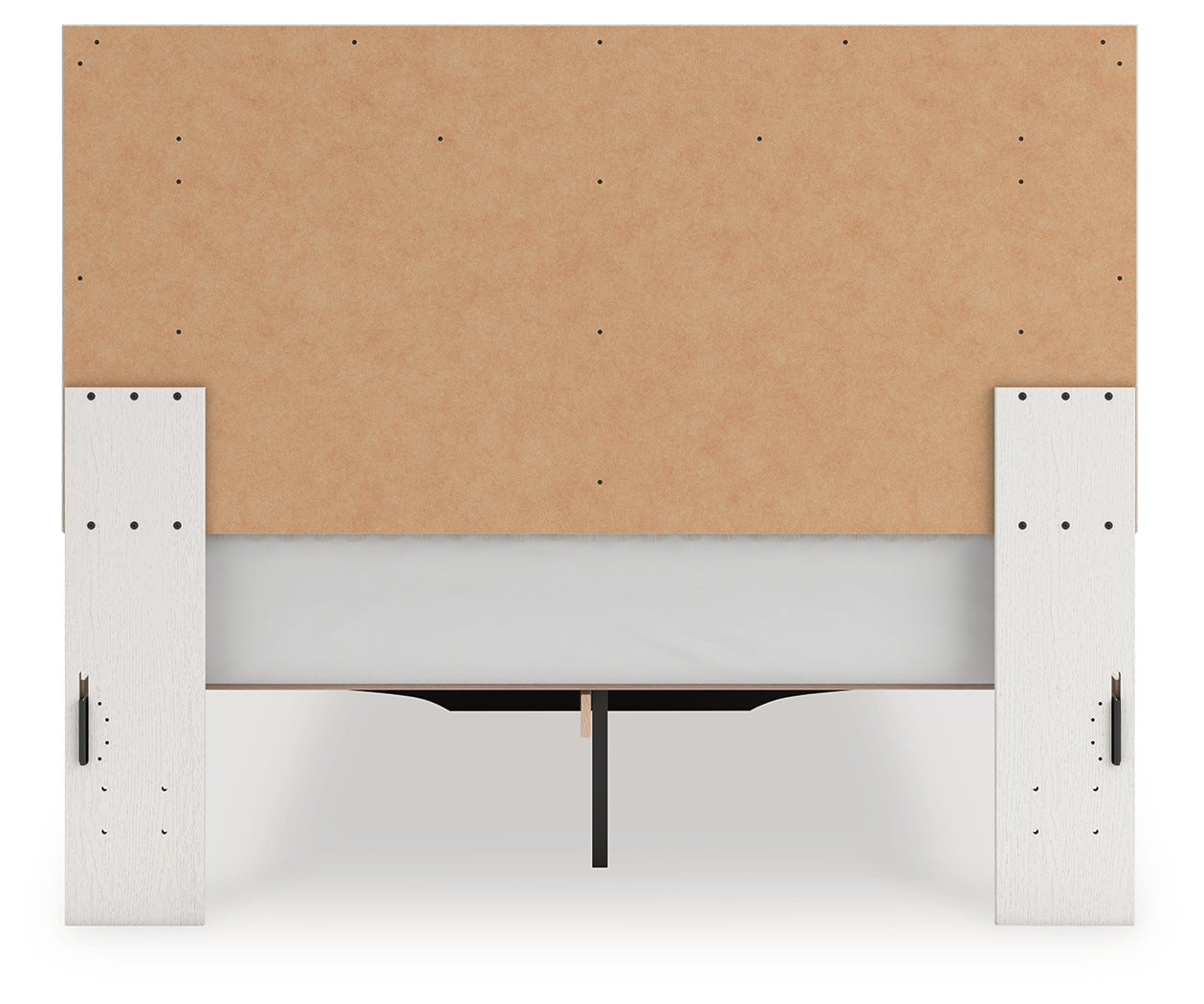 Zuraleus Brown/White Queen Upholstered Panel Platform Storage Bed, Dresser and Mirror - Ornate Home