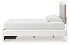 Zuraleus Brown/White Queen Upholstered Panel Platform Storage Bed, Dresser and Mirror - Ornate Home