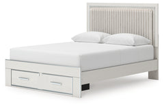 Zuraleus Brown/White Queen Upholstered Panel Platform Storage Bed, Dresser and Mirror - Ornate Home