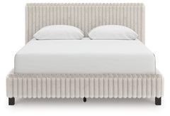Zuraleus White/Gray Queen Upholstered Bed, Dresser and Mirror - Ornate Home