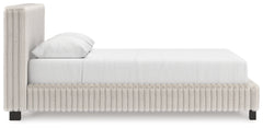 Zuraleus White/Gray Queen Upholstered Bed, Dresser and Mirror - Ornate Home