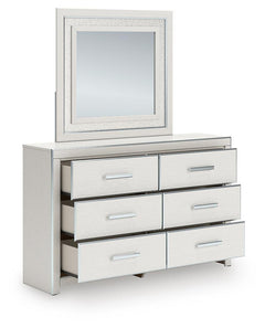 Zuraleus White King Upholstered Panel Bed, Dresser, Mirror and Nightstand - Ornate Home