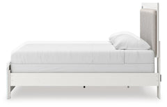 Zuraleus White King Upholstered Panel Bed, Dresser, Mirror and Nightstand - Ornate Home