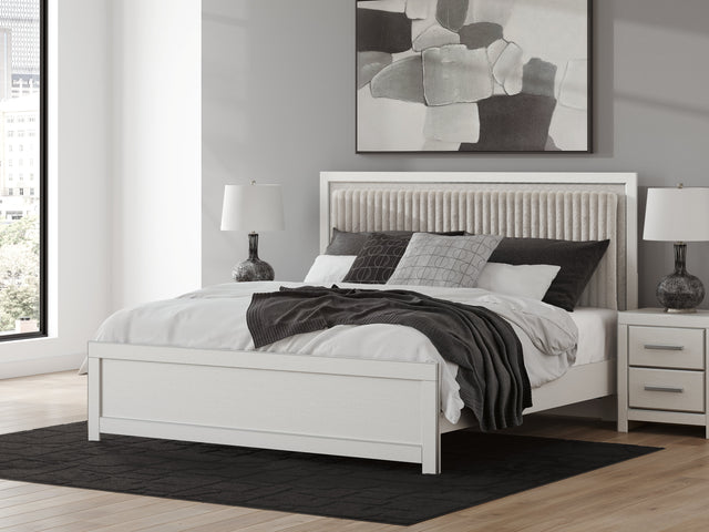 Zuraleus White King Upholstered Panel Platform Bed (Online Special Price) - Ornate Home