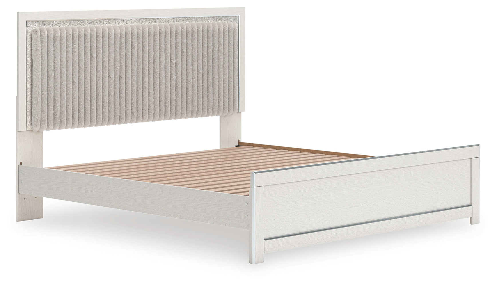 Zuraleus White King Upholstered Panel Platform Bed (Online Special Price) - Ornate Home