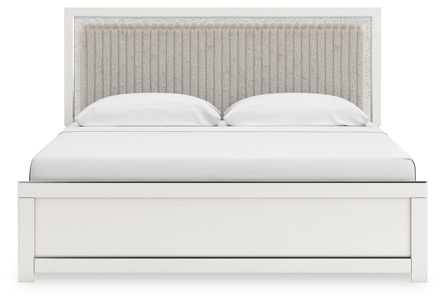 Zuraleus White King Upholstered Panel Platform Bed (Online Special Price) - Ornate Home